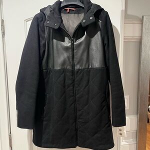 COMPTOIR DES COTONNIERS Black Quilted Wool and Lambskin Jacket